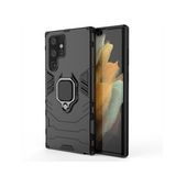 Microcase Samsung Galaxy S22 Ultra Batman Yüzüklü Armor Kılıf - Siyah