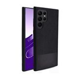 Microcase Samsung Galaxy S22 Ultra Fabrik Kumaş Desen Kılıf Siyah
