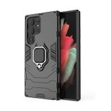 Microcase Samsung Galaxy S23 Ultra Batman Serisi Yüzük Standlı Armor Kılıf - Siyah AL3349