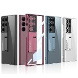 Microcase Samsung Galaxy S23 Ultra ile uyumlu Standlı Kristal Sert Plastik Kılıf - AL3564 (Mavi)