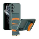 Microcase Samsung Galaxy S24 Plus Parmak Tutuculu Kayış Askılı Plastik Kılıf - AL3565 (Karbon)
