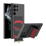 Microcase Samsung Galaxy S24 Ultra Parmak Tutuculu Kayış Askılı Plastik Kılıf - AL3565 (Karbon)