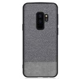 Microcase Samsung Galaxy S9 Plus Fabrik Serisi Kumaş ve Deri Desen Kılıf - Gri