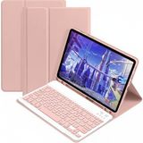 Microcase Samsung Galaxy Tab A11 Plus 11 Inch Tablet Uyumlu Bluetooth Klavyeli Standlı Kılıf Siyah - Bkk4 - Pembe