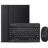 Microcase Samsung Galaxy Tab A9 Plus SM-X210 11 Inch Tablet Bluetooth Klavye ve Mouse + Standlı Kılıf - Bkk6 - Koyu Siyah