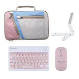 Microcase Samsung Galaxy Tab S10 Lite İle Uyumlu Tablet Çanta+türkçe Bluetooth Klavye +mouse+ Standı - Pembe Al4382 Omuz Çantası pembe-mavi-krem
