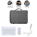 Microcase Samsung Galaxy Tab S10 Lite Tablet Uyumlu Gri Çanta + Türkçe Bluetooth Klavye + Mouse + Standı - Beyaz AL5163