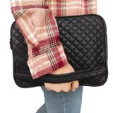 Microcase Samsung Galaxy Tab S6 Lite P610 için Baklava Desen Kapitone Deri Kumaş Taşıma Çantası Kılıf - AL3764 (Siyah)