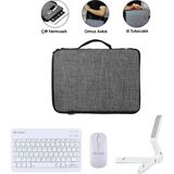 Microcase Samsung Galaxy Tab S9 Fe X510 10.9 Inch Tablet Uyumlu Gri Çanta + Türkçe Bluetooth Klavye + Mouse + Standı - Beyaz AL5163