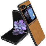 Microcase Samsung Galaxy Z Flip 7 FE/Z Flip 6 için Deri Desenli Plastik Koruma Kılıf - AL3156 (Açık kahverengi)