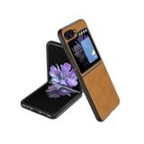 Microcase Samsung Galaxy Z Flip 7 FE/Z Flip 6 için Deri Desenli Plastik Koruma Kılıf - AL3156 (Kırmızı)