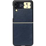 Microcase Samsung Galaxy Z Flip4 için Deri Desenli Plastik Koruma Kılıf - AL3148 (Lacivert)