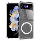 Microcase Samsung Galaxy Z Flip4 Manyetik Köşe Korumalı Yarı Esnek Plastik Kılıf - AL3170 Şeffaf