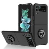 Microcase Samsung Galaxy Z Flip4 Yüzük Standlı Plastik Kılıf - Siyah AL3164