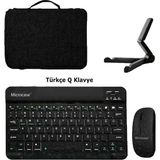 Microcase Samsung S10 Fe Plus Tablet Için Türkçe Bluetooth Klavye+Mouse+Tablet Standı-Siyah AL8126