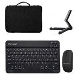 Microcase Samsung S10 Lite 10.9 İnch Tablet Uyumlu Tablet Çanta+türkçe Bluetooth Klavye+mouse+tablet Standı-siyah Al8128 Omuz Çantası siyah