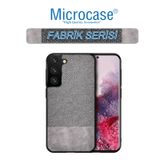 Microcase Samsung S21 Plus Fabrik Serisi Kumaş ve Deri Desen Kılıf Gri