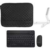 Microcase Samsung Tab A8 SM-X200 10.5 Tablet Kapitone Tablet Çanta + Bluetooth Klavye + Mouse + Tablet Standı - AL8123 - Koyu Siyah
