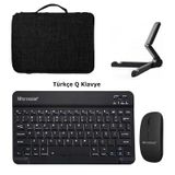 Microcase Samsung Uyumlu Galaxy Tab S10 Lite Tablet İçin Türkçe Bluetooth Klavye+mouse+tablet Standı-siyah Al8126 Omuz Çantası siyah