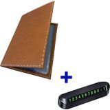 Microcase Suni Deri Oto Ruhsat Kabı Kılıfı Ruhsatlık + Ön Arka Panel Numaratör 1 Adet- AL5038 - Taba