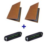 Microcase Suni Deri Oto Ruhsat Kabı Kılıfı Ruhsatlık + Ön Arka Panel Numaratör 2 Adet- AL5038 - Siyah