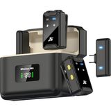 Microcase SX22 Kablosuz Yaka Mikrofonu - Gürültü Engelleme, 50M Mesafe, Type-C ve iPhone Uyumlu Profesyonel Çiftli Mikrofon Seti - AL5796 - Siyah