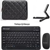 Microcase Tcl Tab 10L Gen 4 Tablet Için Çanta+Türkçe Bluetooth Klavye+Mouse+Tablet STANDI-AL8124 - Siyah
