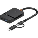 Microcase Type C Lightning USB 3.0 Çift Kart Okuyucu 8in1 USB Otg Sd/tf - AL4586 - Siyah