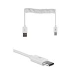 Microcase Type-c Spiral Uzayan Usb Hızlı Şarj Data Transfer Usb Kablo 1m - Beyaz