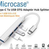 Microcase Type-c To Usb 3.0 4 Port Çoklayıcı Hub Aluminyum Slim Kasa Al2584