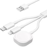 Microcase USB girişli 3in1 Lightning Apple watch serileri ve Type C Cihazlar için Şarj Kablosu - AL5175