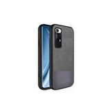 Microcase Xiaomi Mi 10S Fabrik Serisi Kumaş ve Deri Desen Kılıf - Gri