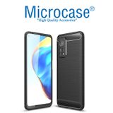 Microcase Xiaomi Mi 10T Pro Brushed Carbon Fiber Silikon Kılıf - Siyah