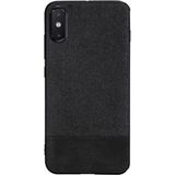 Microcase Xiaomi Mi 8 Fabrik Serisi Kumaş ve Deri Desen Kılıf - Siyah