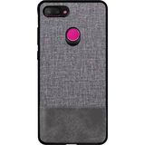 Microcase Xiaomi Mi 8 Lite Fabrik Serisi Kumaş ve Deri Desen Kılıf - Gri