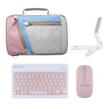 Microcase Xiaomi Pad 5 Uyumlu Tablet Çanta+Türkçe Bluetooth Klavye +Mouse+ Standı - Pembe AL4382 (Siyah)