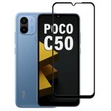 Microcase Xiaomi Poco C50 / Redmi A1 Plus Tam Kaplayan Çerçeveli Tempered Ekran Koruyucu - Siyah AL3276