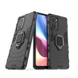 Microcase Xiaomi Poco F3 Batman Serisi Yüzük Standlı Armor Kılıf - Siyah