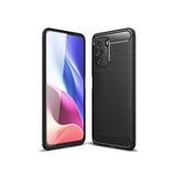 Microcase Xiaomi Poco F3 Brushed Carbon Fiber Silikon Kılıf - Siyah