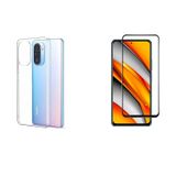 Microcase Xiaomi Poco F3 İnce 0.2 mm Soft Silikon Kılıf + Tam Kaplayan Çerçeveli Cam