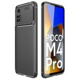 Microcase Xiaomi Poco M4 Pro 4G Maxy Serisi Carbon Fiber Silikon Kılıf - Siyah