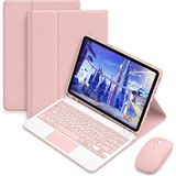 Microcase Xiaomi Poco Pad M1 12.1 Inch Tablet Uyumlu Bluetooth Touchpad Klavye+Bluetooth Mouse+Standlı Kılıf-Bkk7 - Pembe