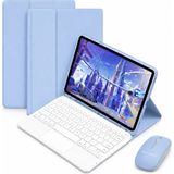 Microcase Xiaomi Poco Pad X1 11.2 Inch Tablet Uyumlu Bluetooth Touchpad Klavye+Bluetooth Mouse+Standlı Kılıf-Bkk7 - Mavi