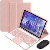 Microcase Xiaomi Poco Pad X1 11.2 Inch Tablet Uyumlu Bluetooth Touchpad Klavye+Bluetooth Mouse+Standlı Kılıf-Bkk7 - Pembe