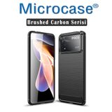 Microcase Xiaomi Poco X4 Pro 5g Brushed Carbon Fiber Silikon Kılıf - Siyah