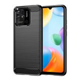 Microcase Xiaomi Redmi 10C Brushed Carbon Fiber Silikon Kılıf - Siyah