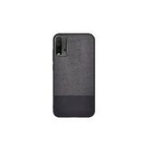 Microcase Xiaomi Redmi 9T Fabrik Serisi Kumaş ve Deri Desen Kılıf - Siyah