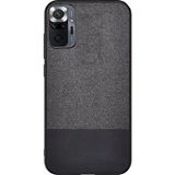 Microcase Xiaomi Redmi Note 10 Pro Fabrik Serisi Kumaş ve Deri Desen Kılıf - Siyah
