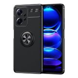 Microcase Xiaomi Redmi Note 12 Focus Serisi Yüzük Standlı Silikon Kılıf - Siyah AL3363