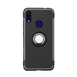 Microcase Xiaomi Redmi Note 7 Pro Yüzük Standlı Armor Siyah Silikon Kılıf